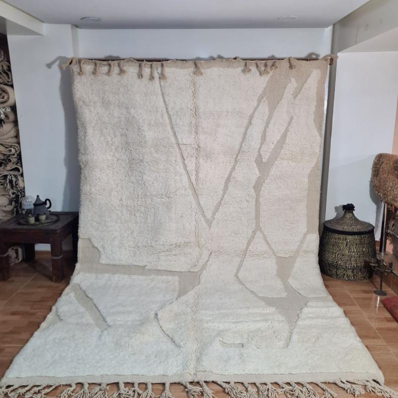 White Daanish Marokkaans handgemaakt tapijt